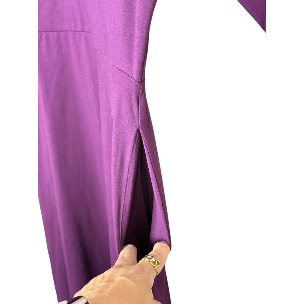 Pact Organic Cotton Fit &Flare Plum Color Midi Dress Pockets Size XL Sustainable - Picture 5 of 8